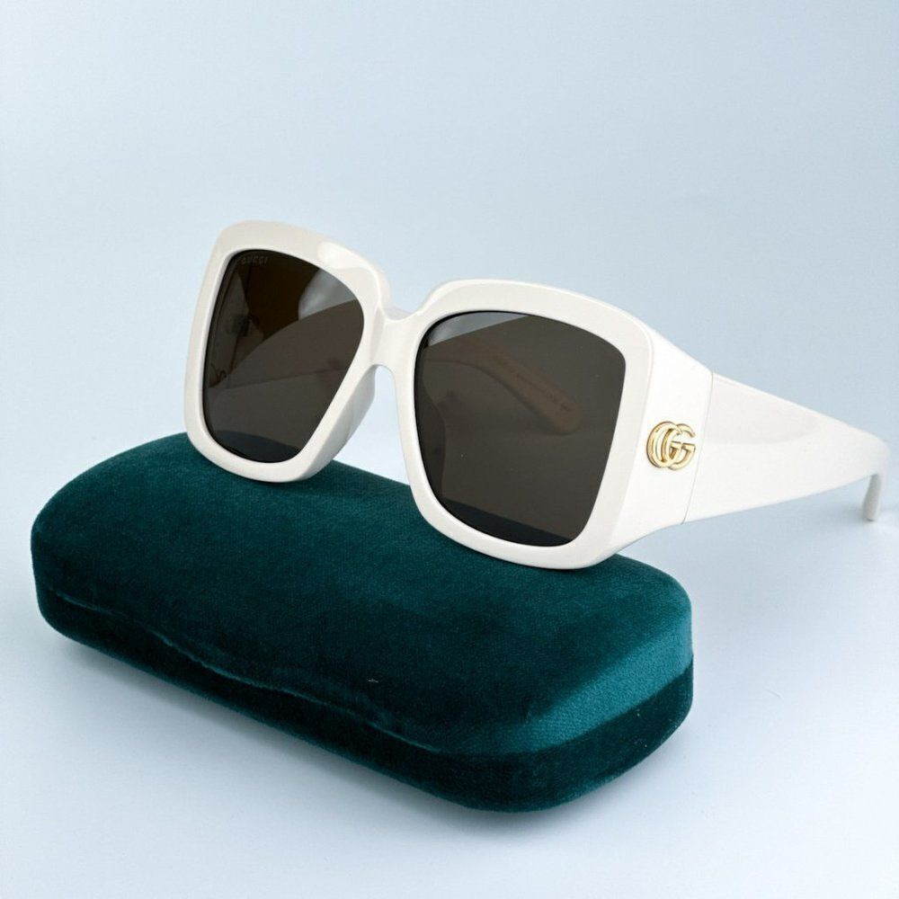 NEW Gucci GG1402SA 004 Ivory Brown Women Square Sunglasses GG 1402SA